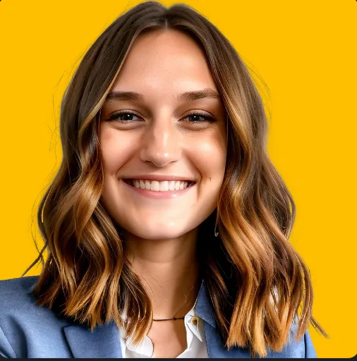 Faustina Mulnik's headshot against a yellow background