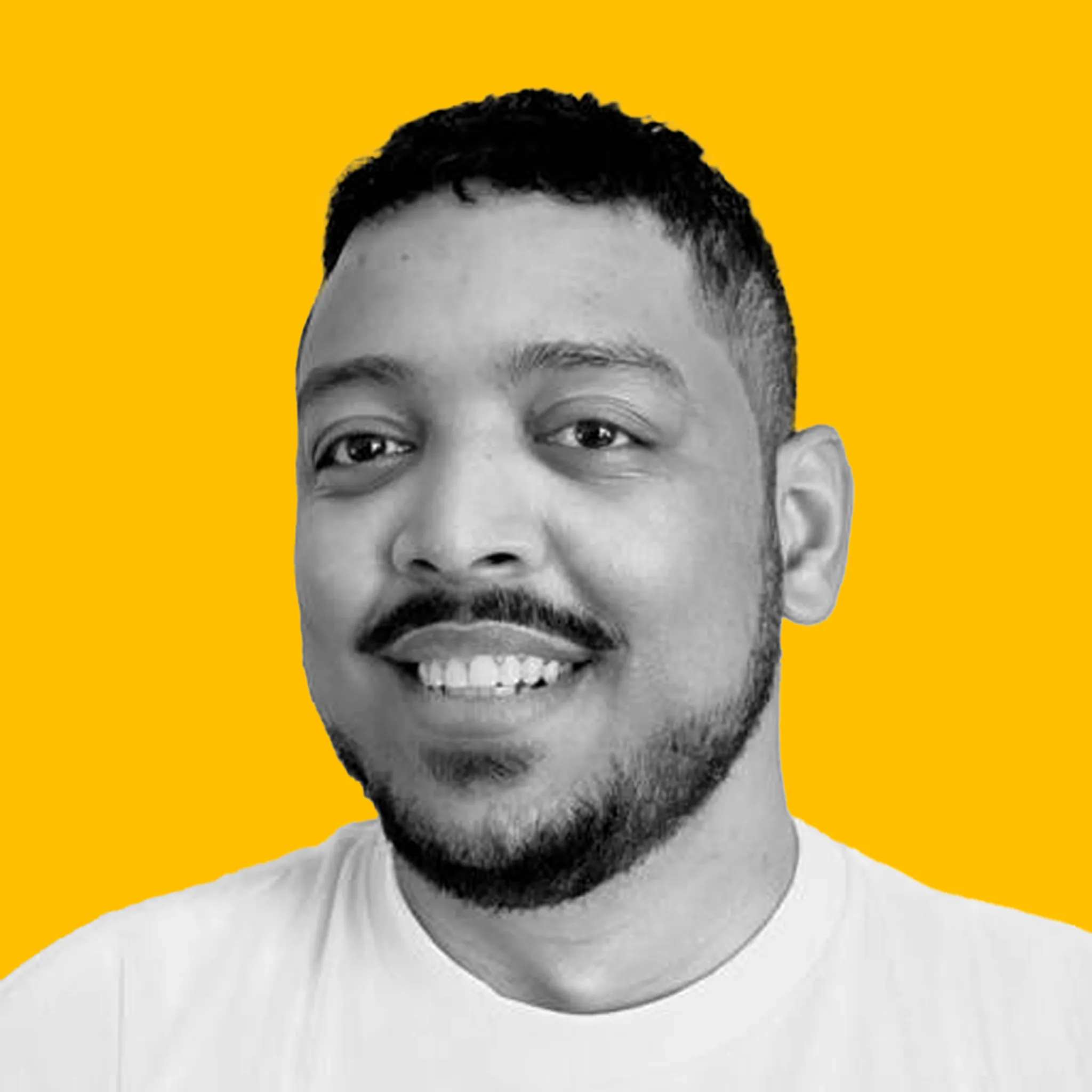 Jefry's headshot against a yellow background