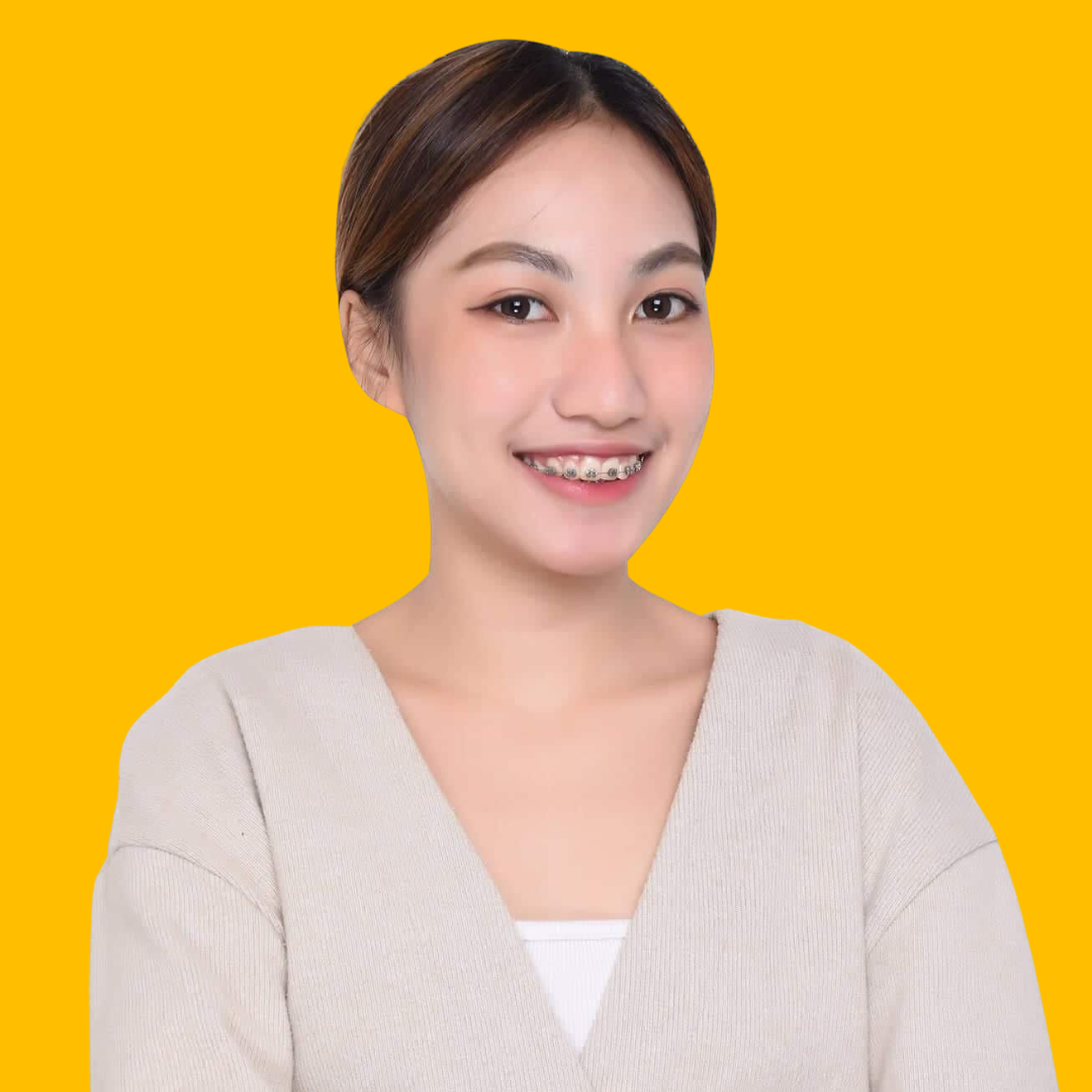 Kim T's headshot against a yellow background