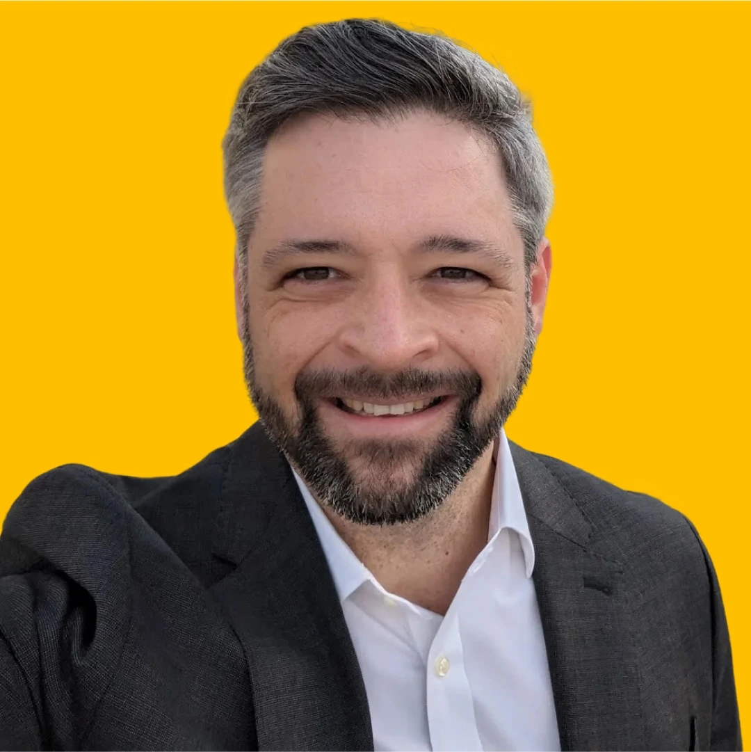 Matt Lingner's headshot against a yellow background