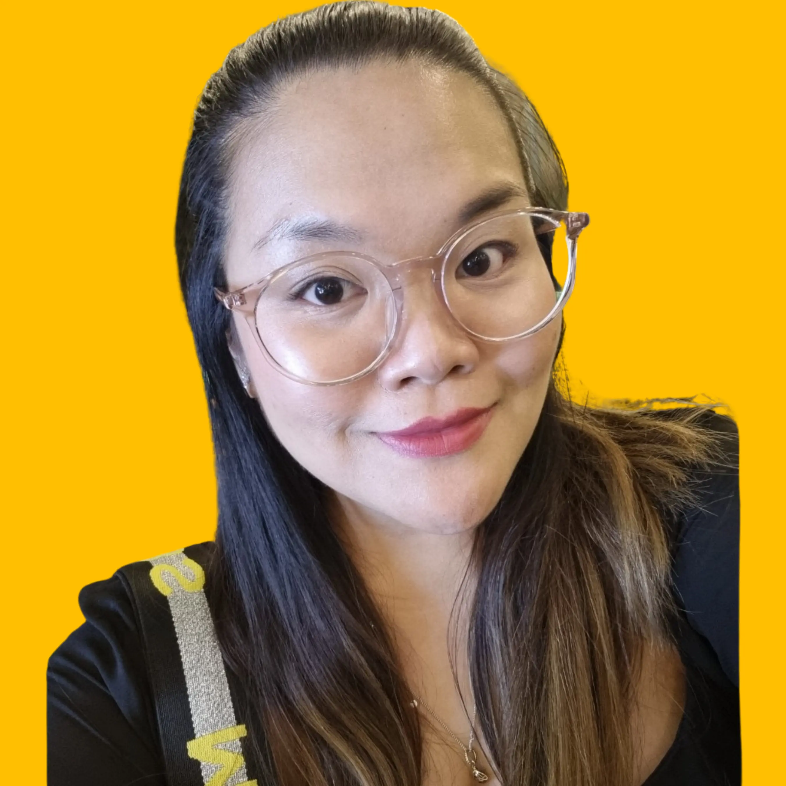 Rita L's headshot against a yellow background