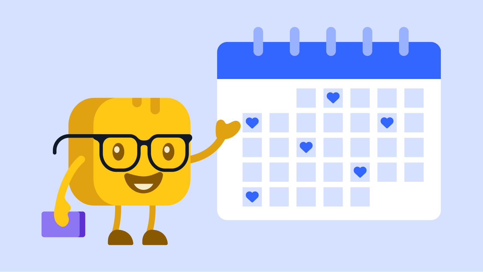 Mr butter pointing out to a fundraising calendar