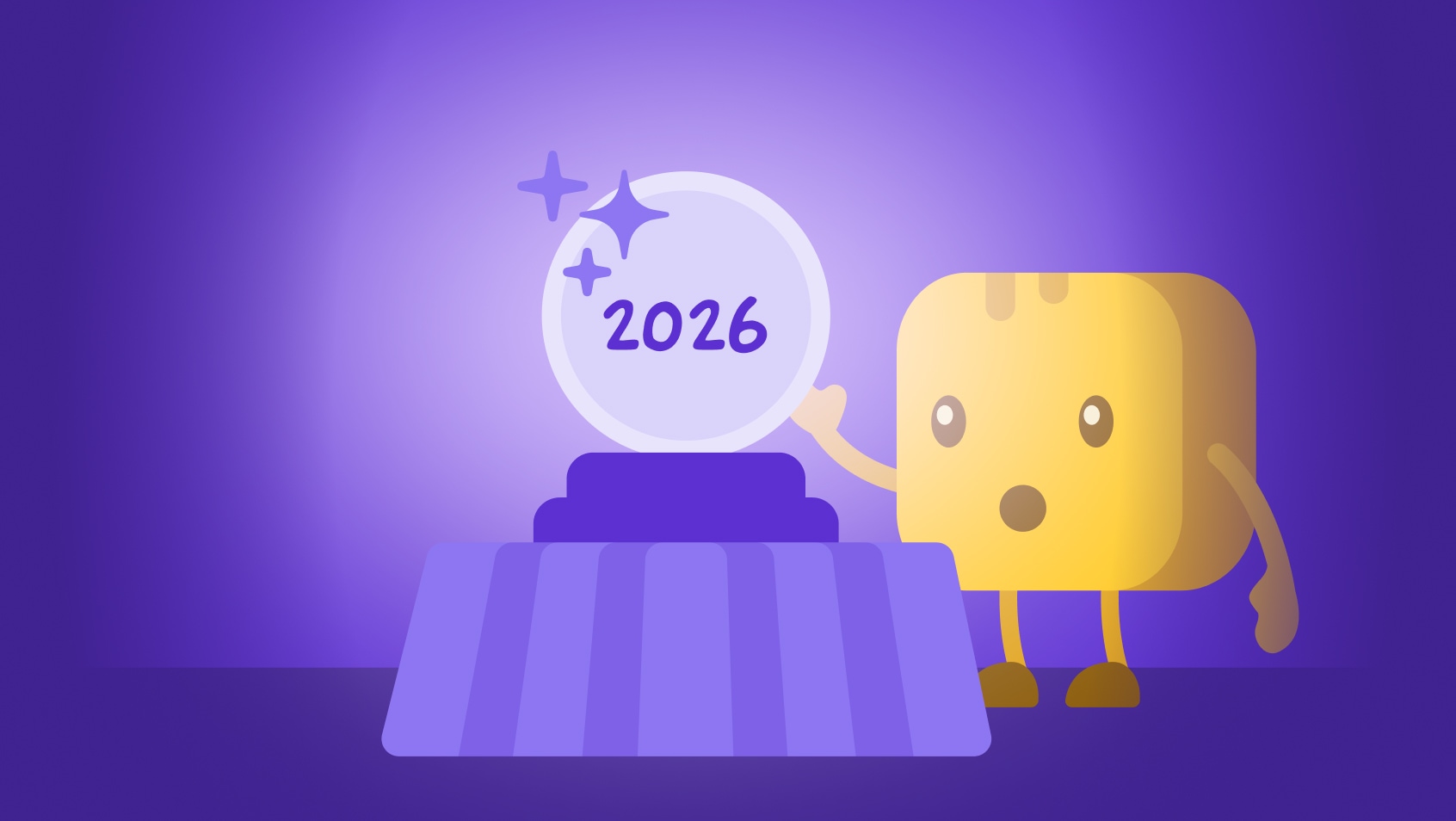 Mr. Butter staring into a crystal ball graphic