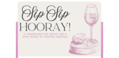 Sip Sip Hooray! invitation header with drawing of wine and cheese