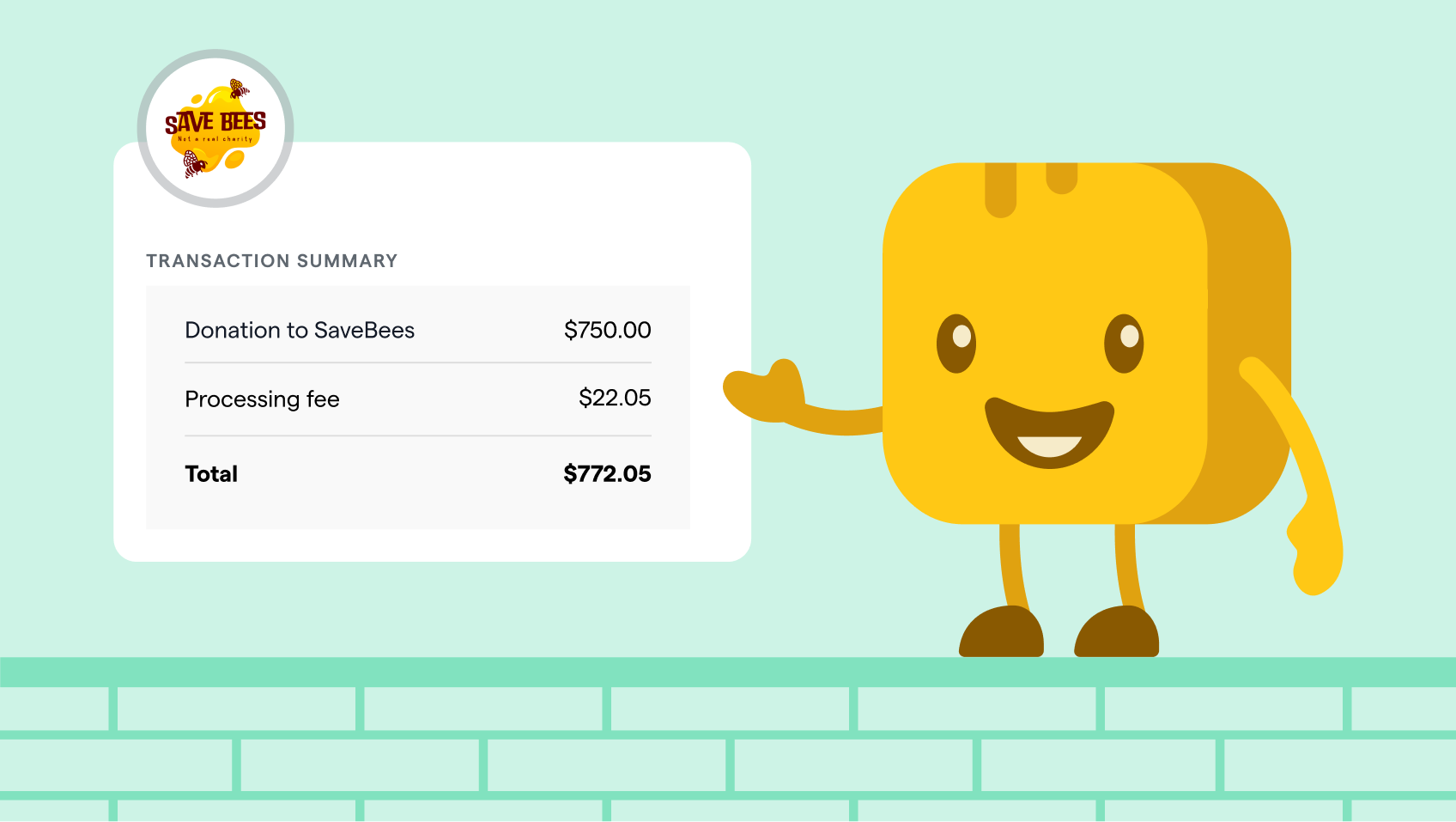 Mr Butter showcasing a donation receipt template