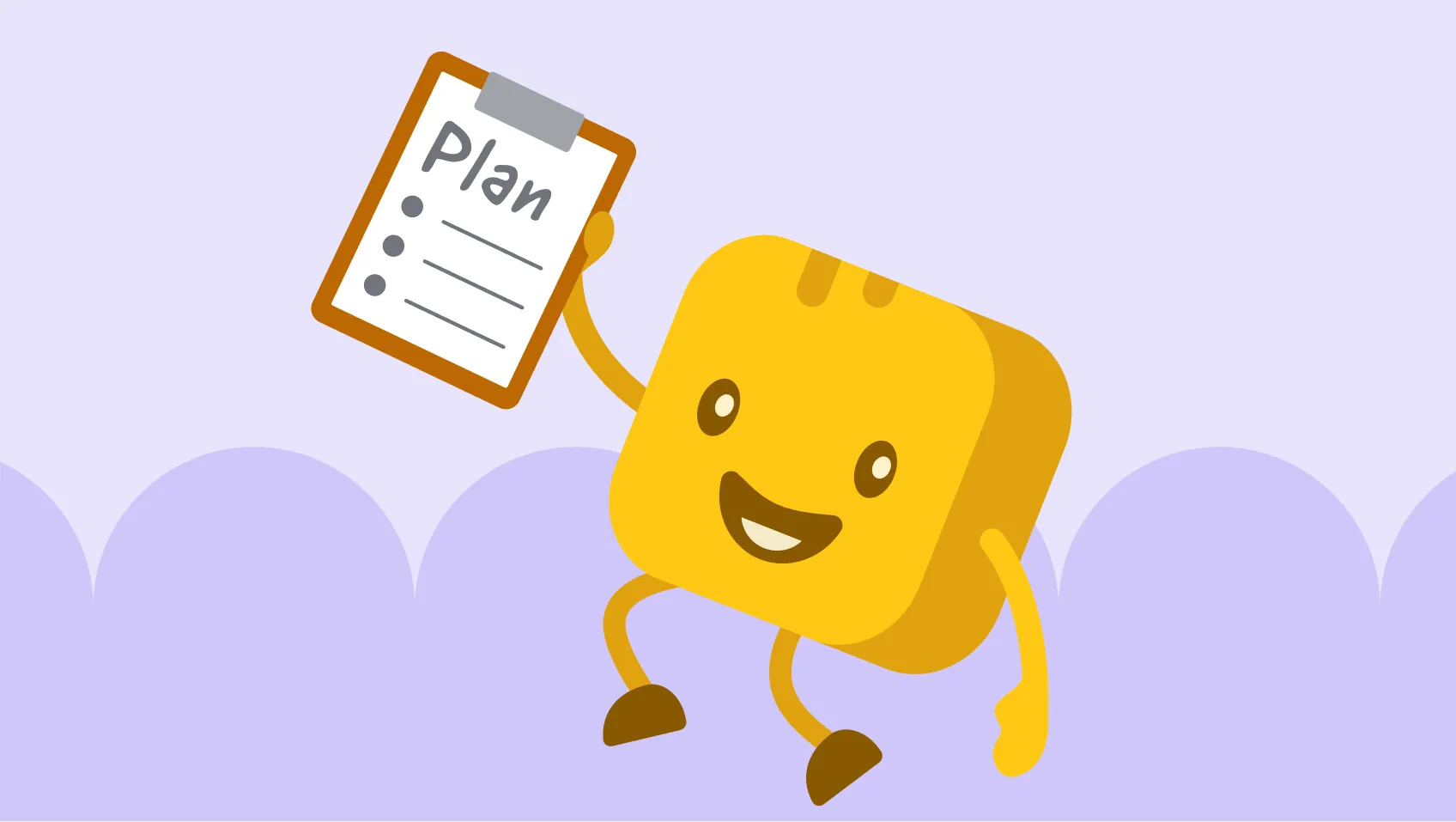 Butter character holding a nonprofit business plan