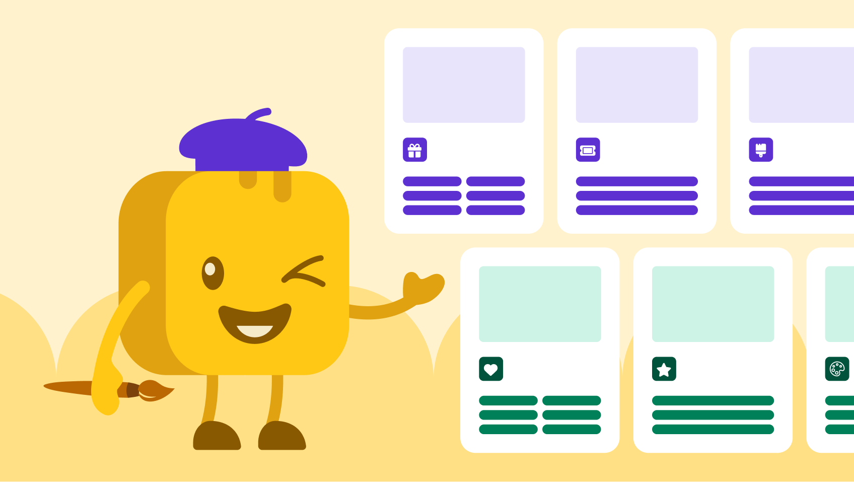 Butter character holding a paint brush and standing by fundraiser flyer templates