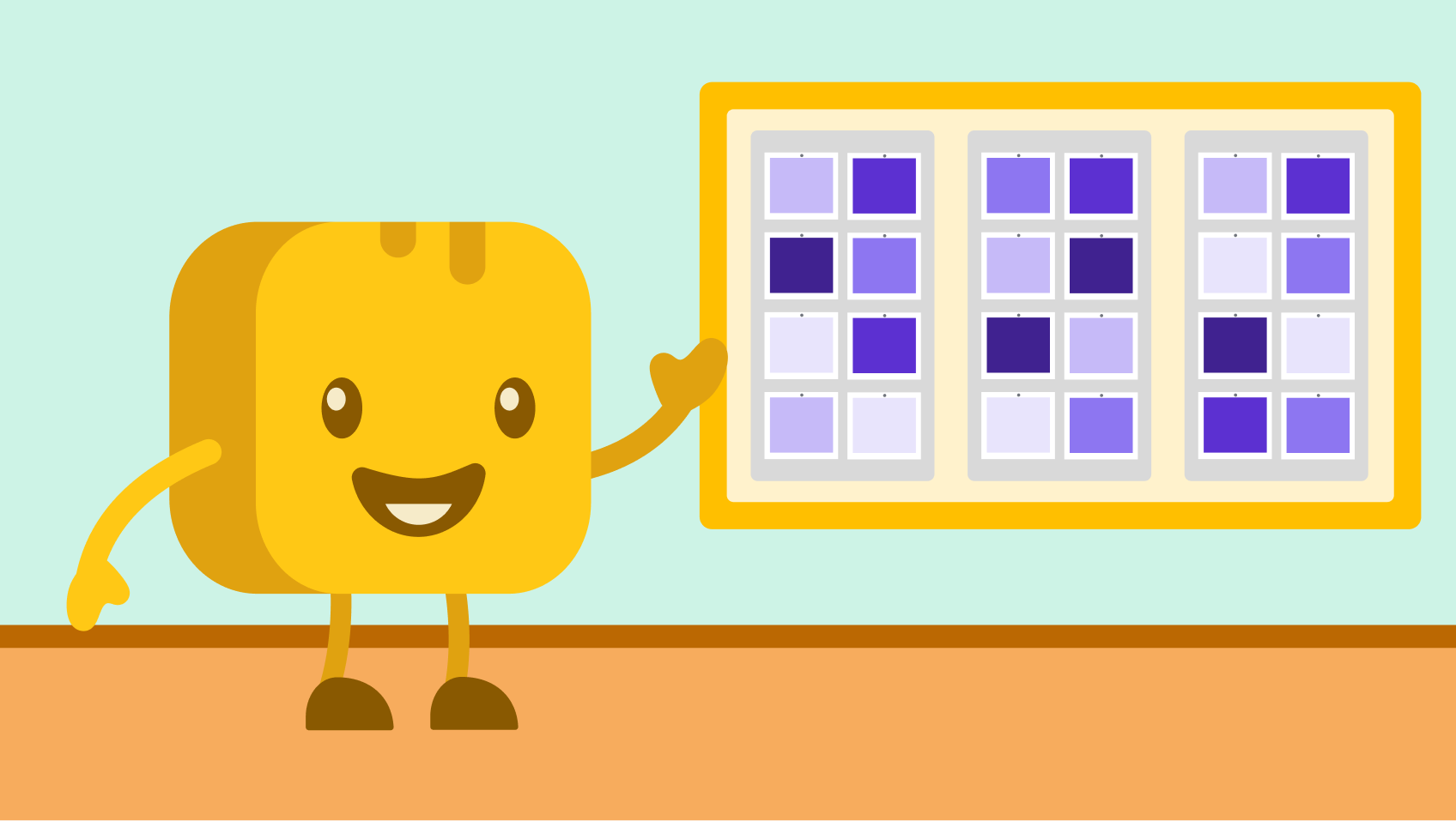 Butter character gesturing towards a donor wall