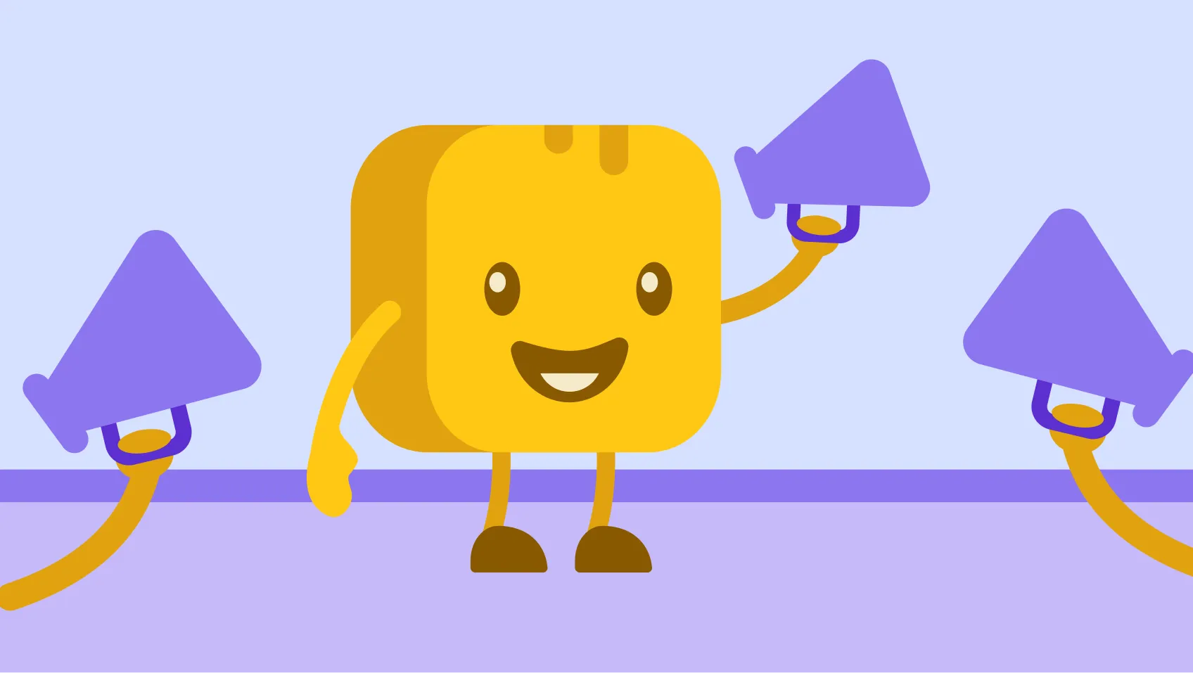 Butter character holding megaphone