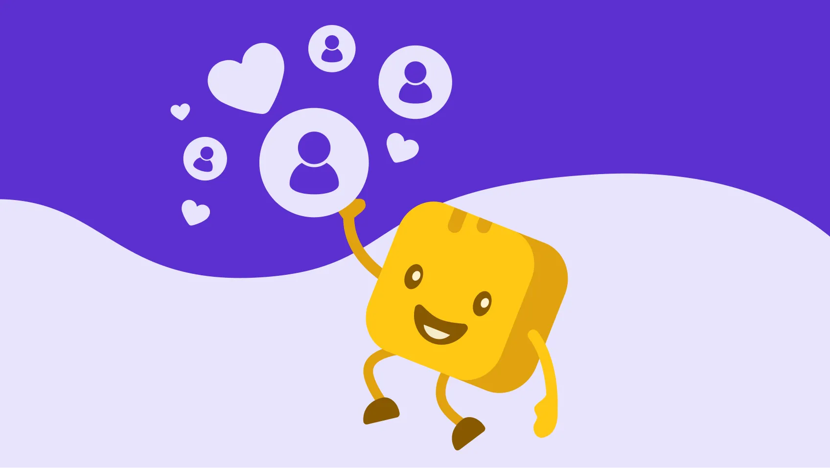 Butter character holding donor icons as a representation of donor relations