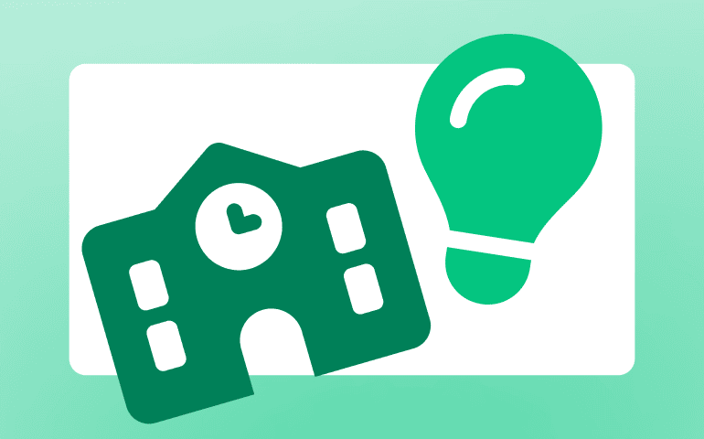 Icons of a school and a lightbulb