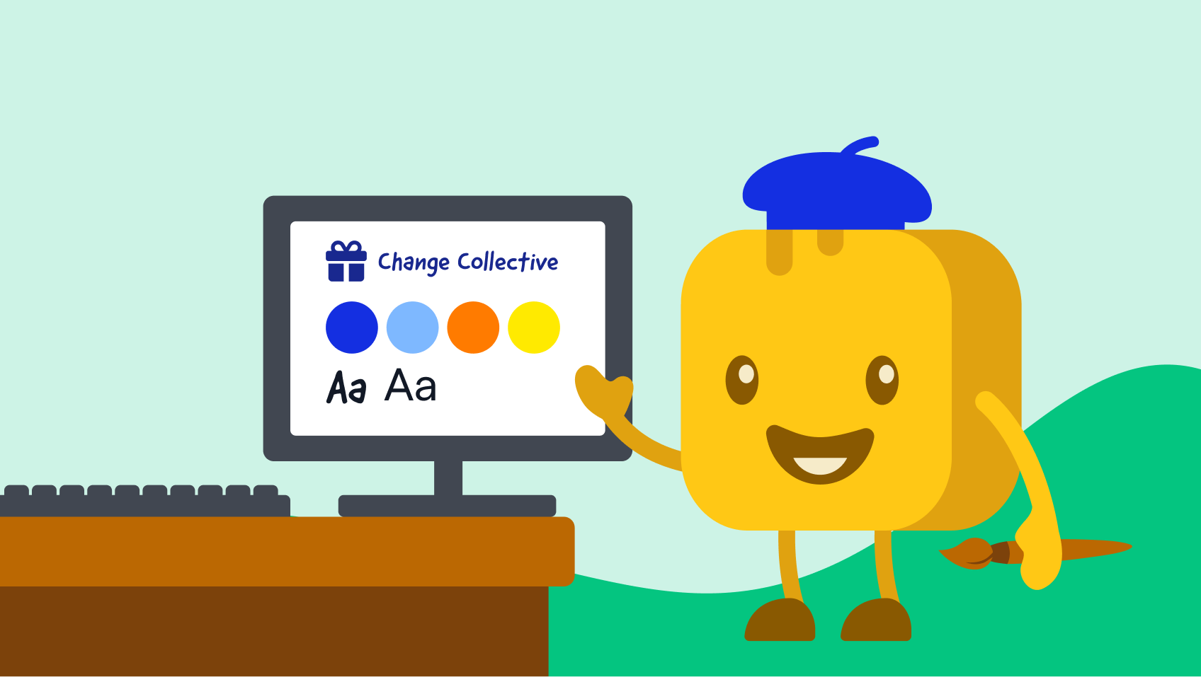 Mr Butter holding a paintbrush