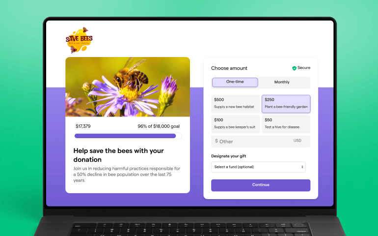 Donation form on Givebutter graphic
