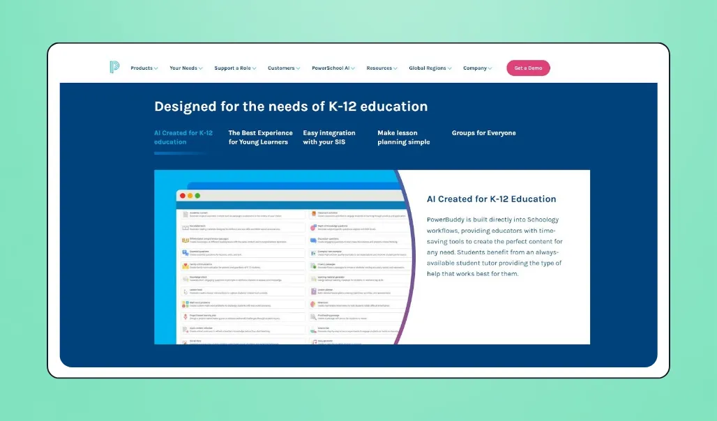 Screenshot of PowerSchool's interface