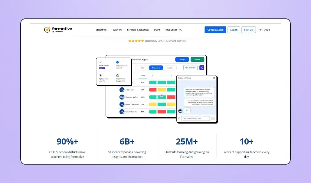 Screenshot of Formative's interface