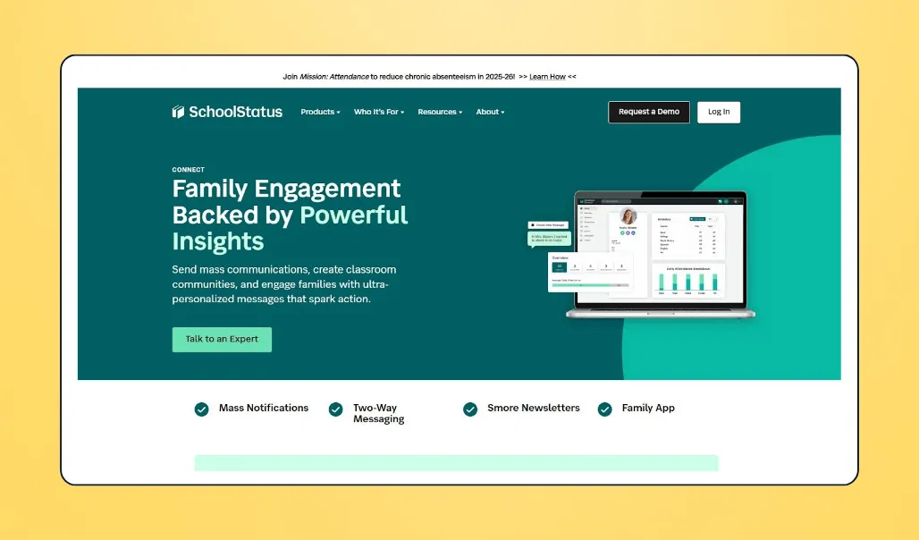 Screenshot of SchoolStatus's interface