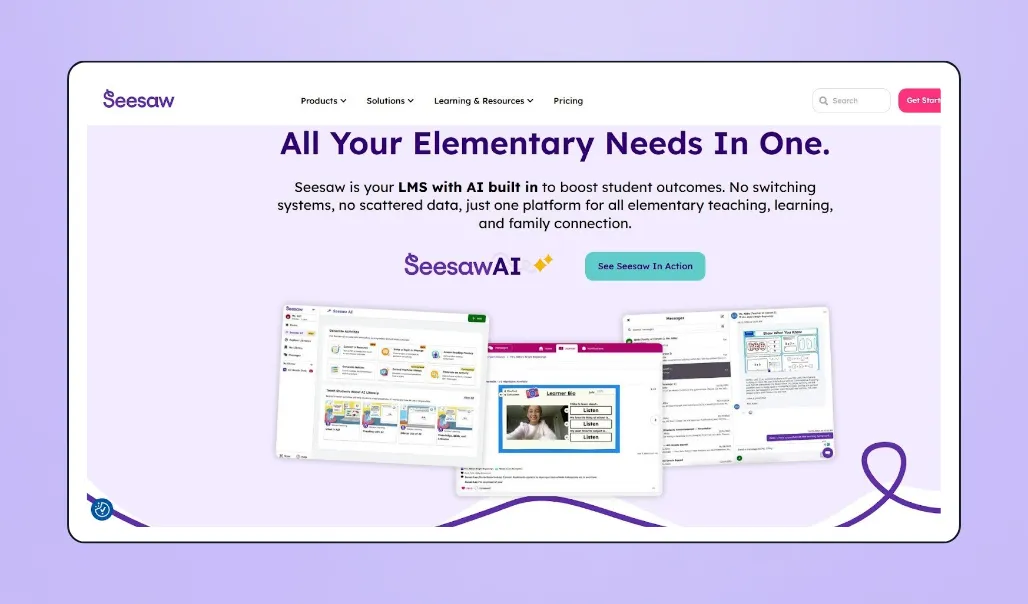 Screenshot of Seesaw's interface