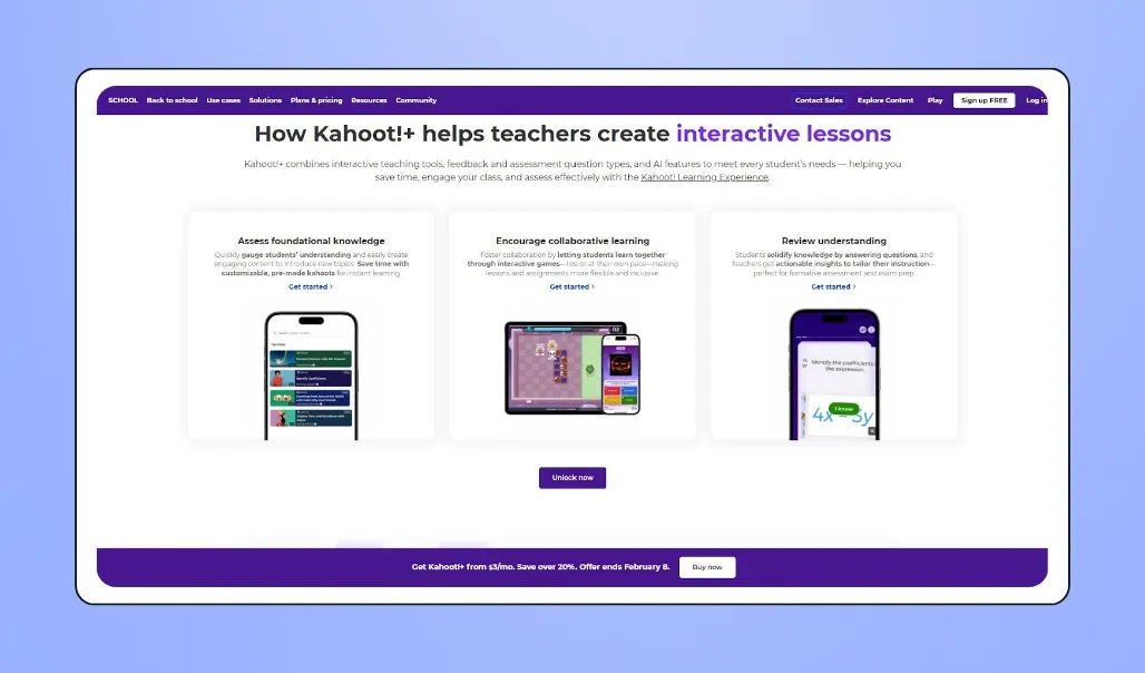 Screenshot of Kahoot's interface