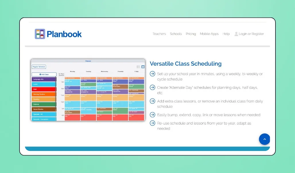 Screenshot of Planbook's interface
