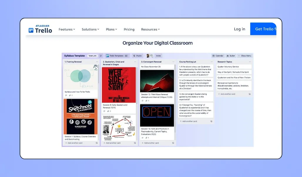 Screenshot of Trello's interface