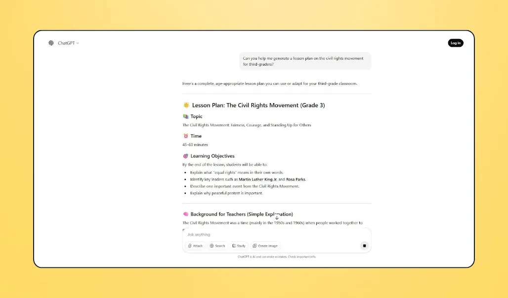 Screenshot of Chatgpt's interface