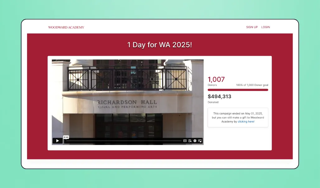 Screenshot of GiveCampus's interface