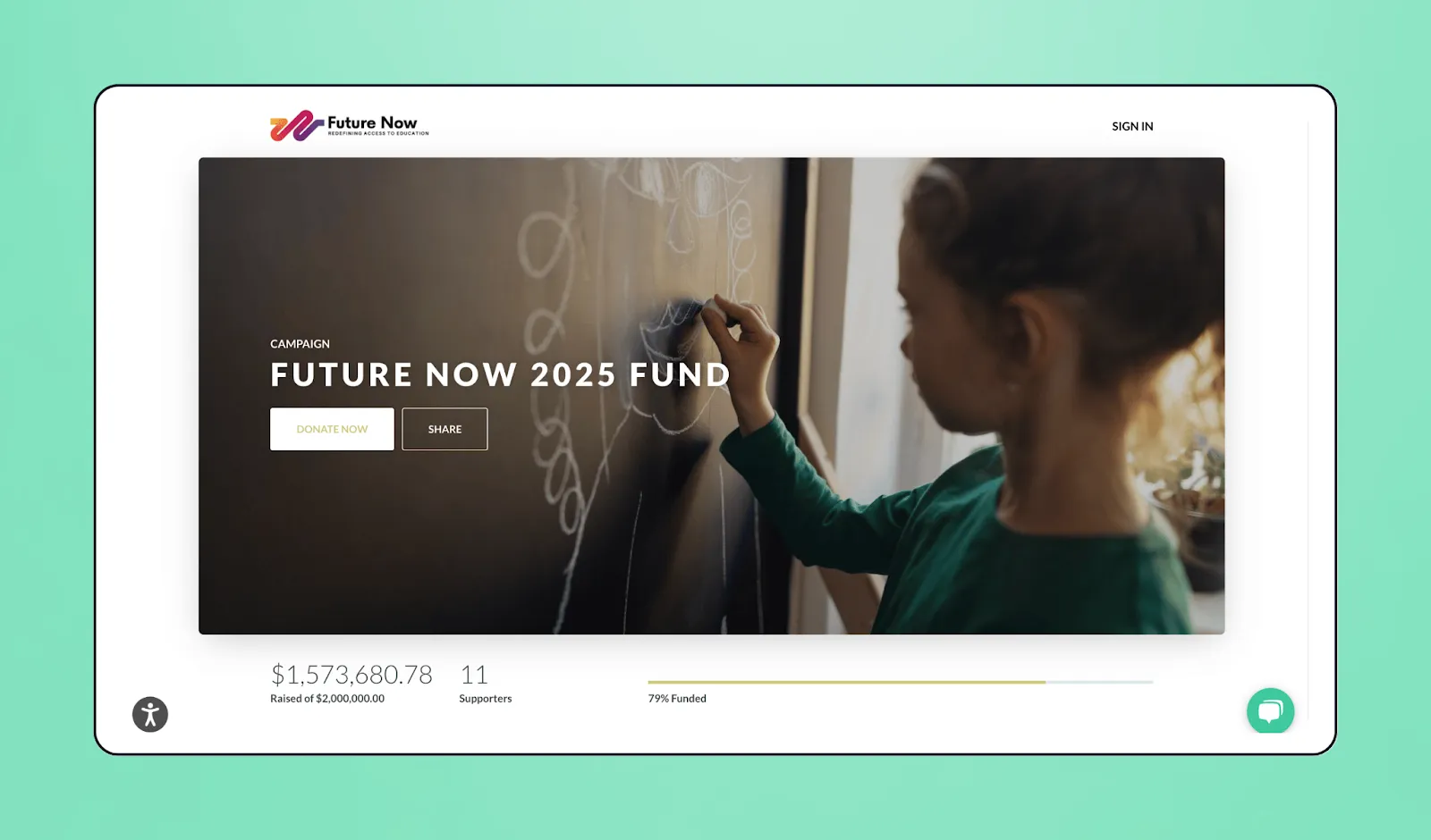 Screenshot of Donately's interface