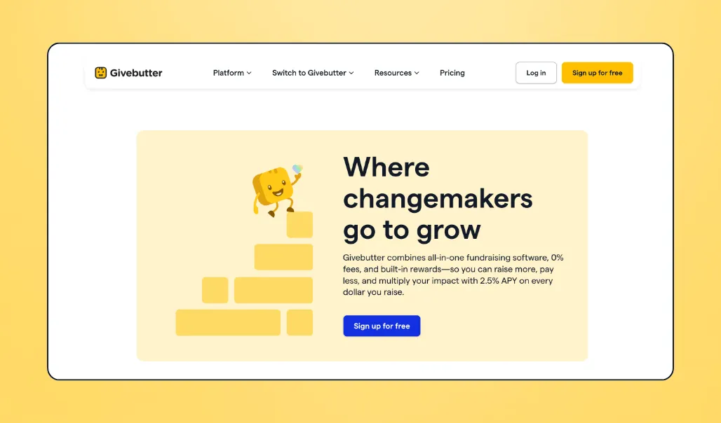 Screenshot of Givebutter's interface