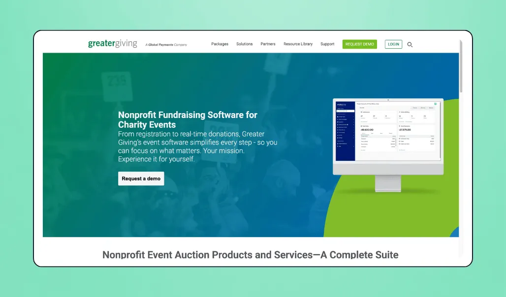 Screenshot of Greater Giving's interface