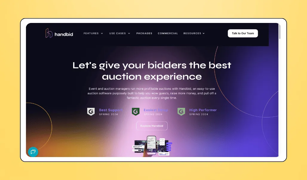 Screenshot of Handbid's interface