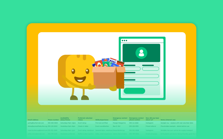 Mr Butter holding a box of donations