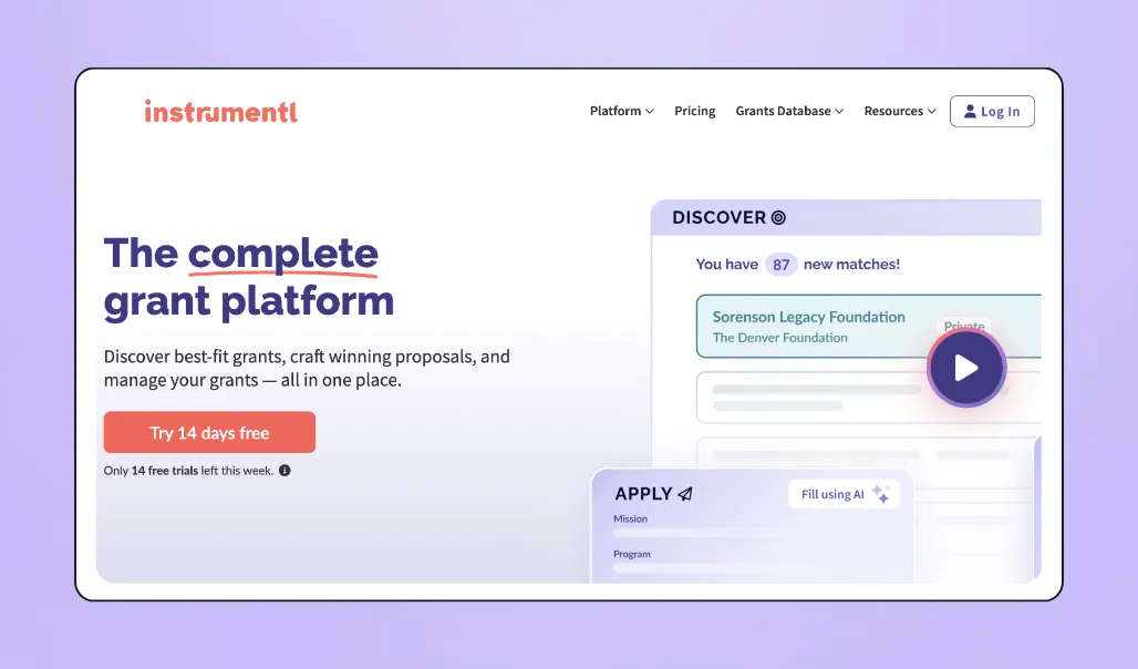 Screenshot of Instrumentl's interface