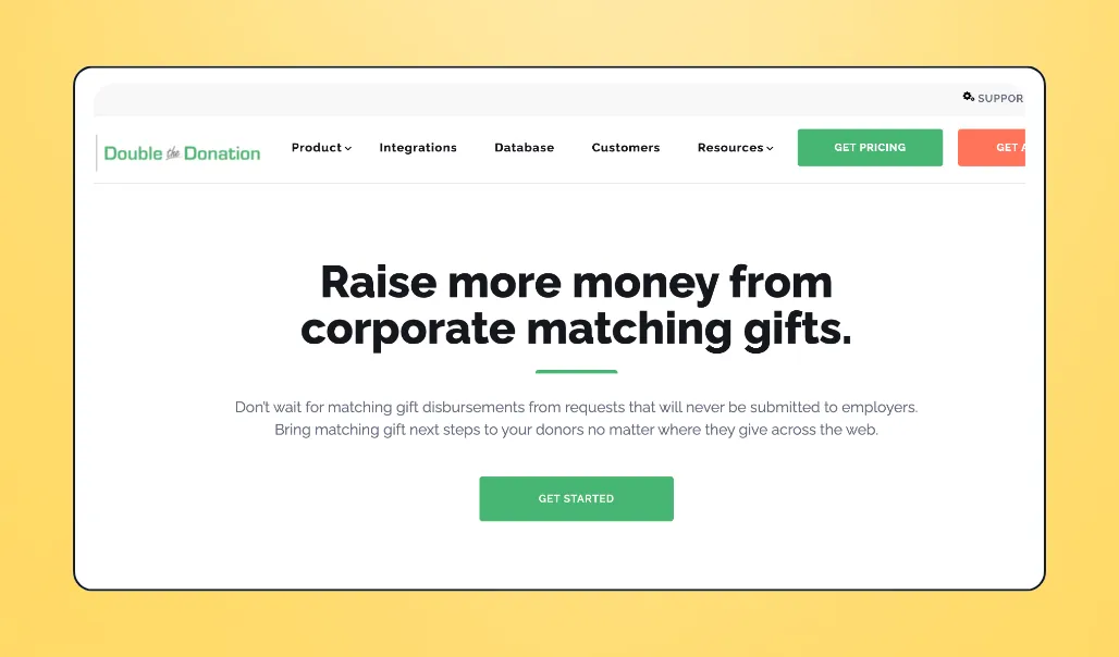 Screenshot of Double the donation's interface