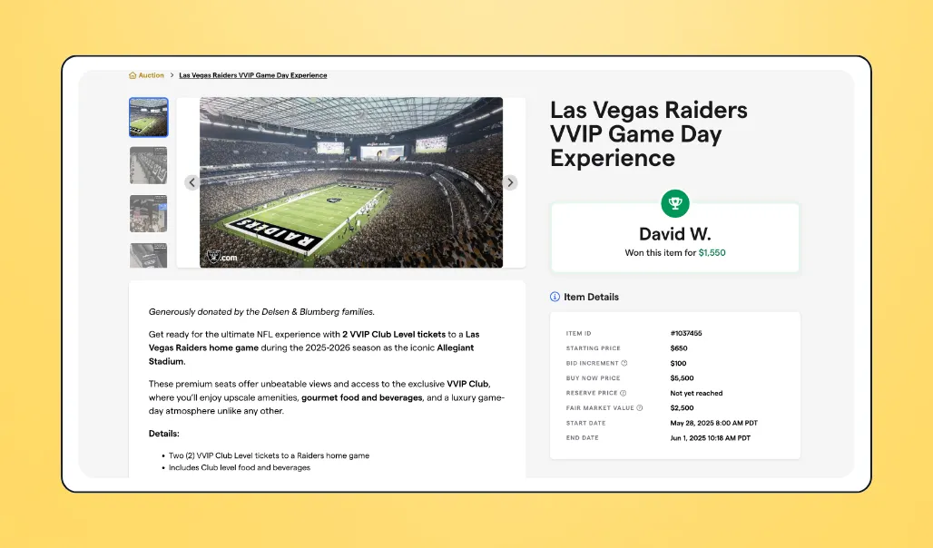 Online bid sheet example