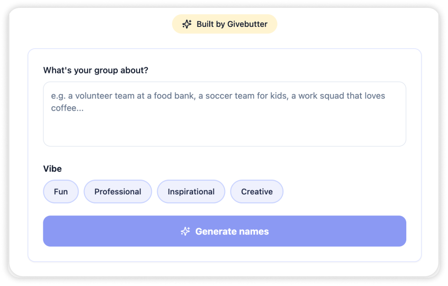 Mr Butter choosing a team name