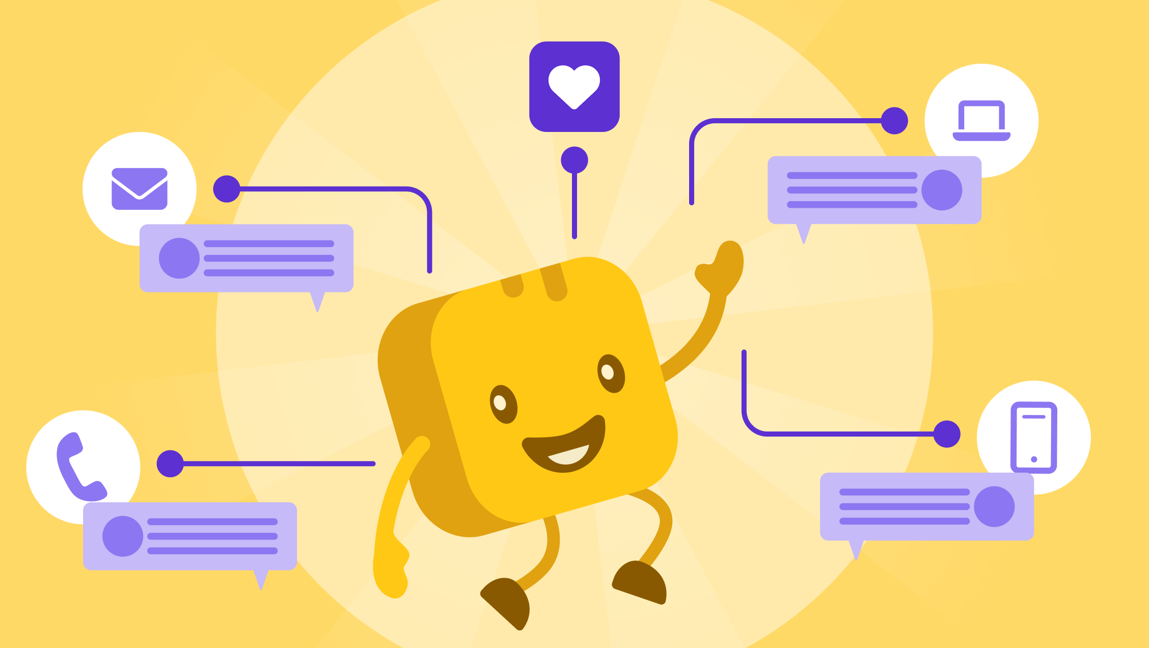 Mr.Butter surrounded by communication icons