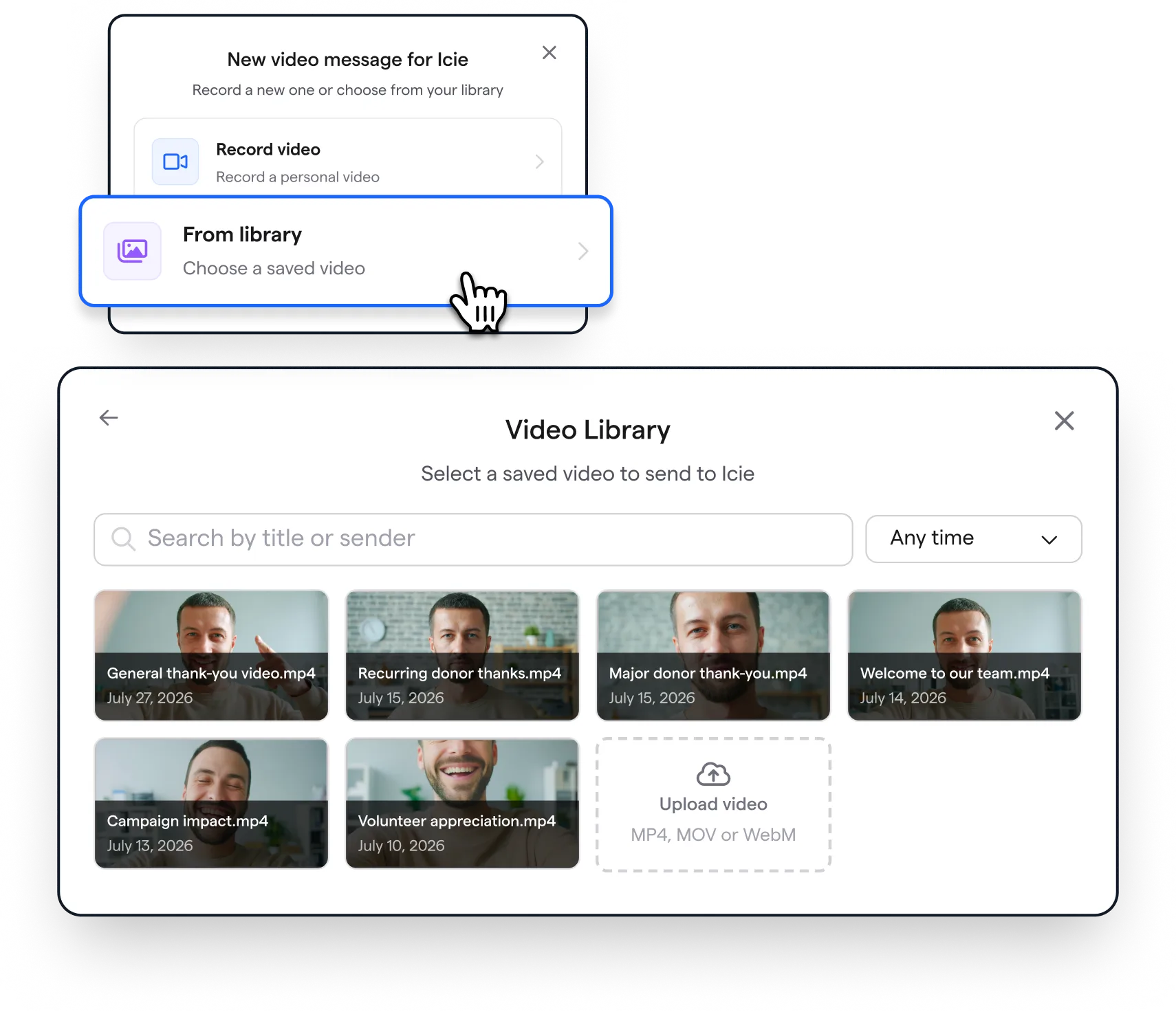 Choosing a video from library