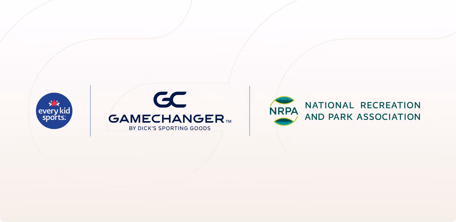 Logos of Every Kid Sports, GameChanger by Dick's Sporting Goods, and NRPA National Recreation and Park Association.