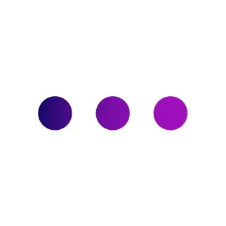 Three equally spaced purple gradient circles on a white background.
