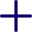 Dark blue plus sign icon on white background.