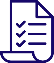 Icon of a paper document with three check marks and lines representing a checklist.