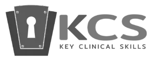 Logo for Key Clinical Skills featuring a keyhole symbol inside a stylized shield.