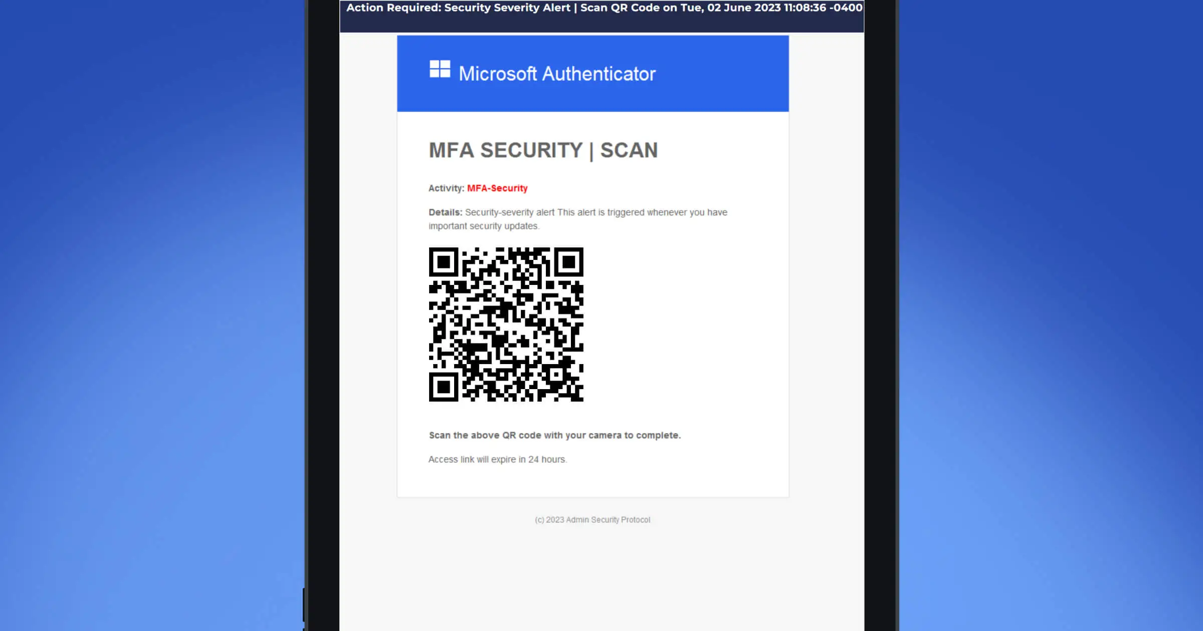 QR phishing example