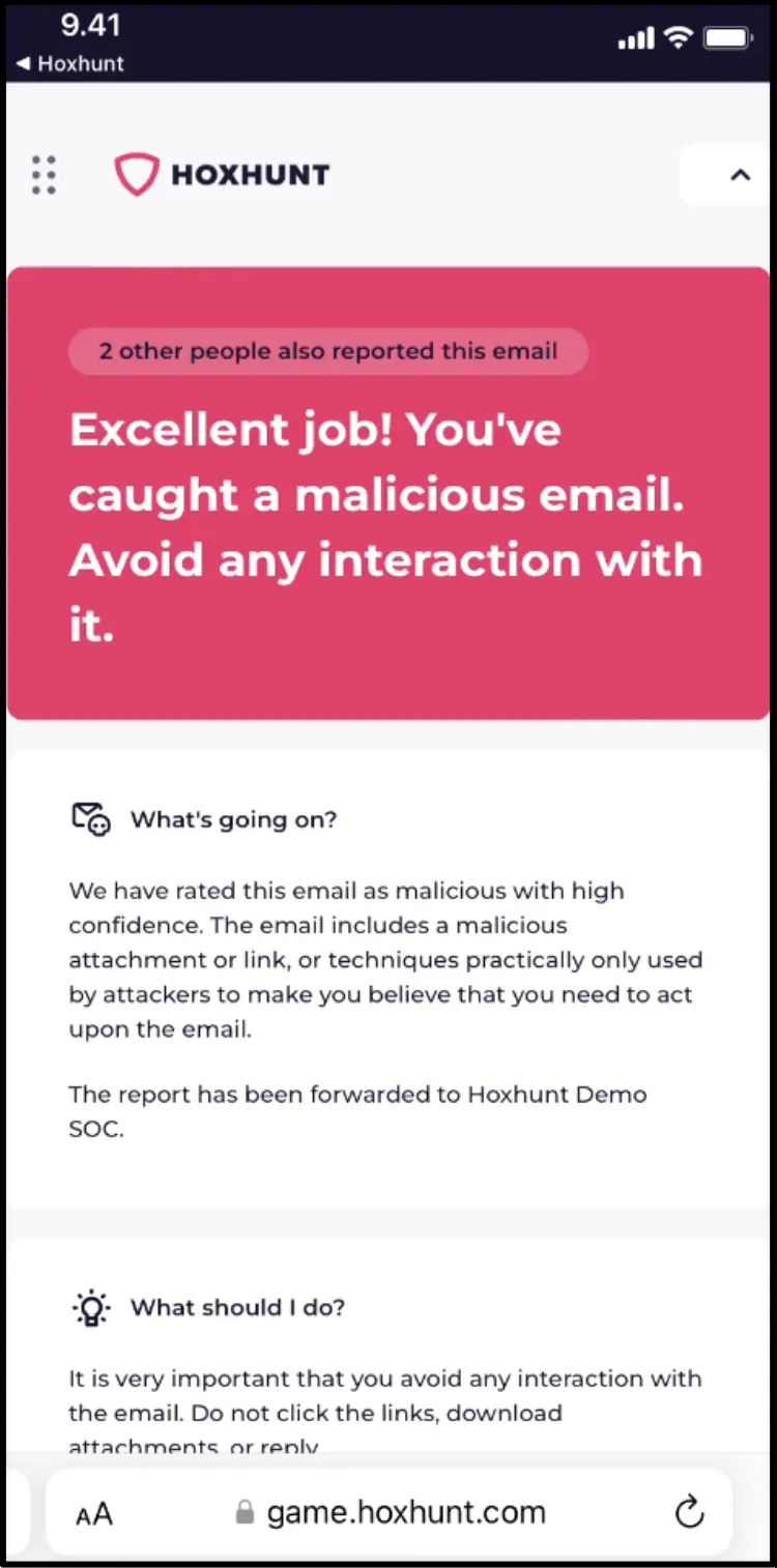 Hoxhunt smishing awareness training