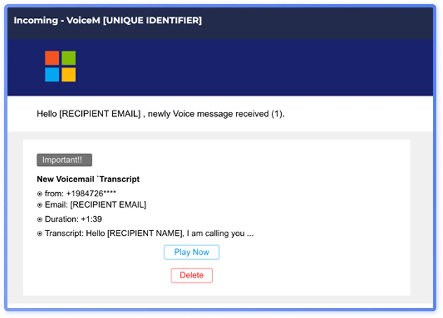 Threat Intelligence Report: Microsoft Voicemail Example