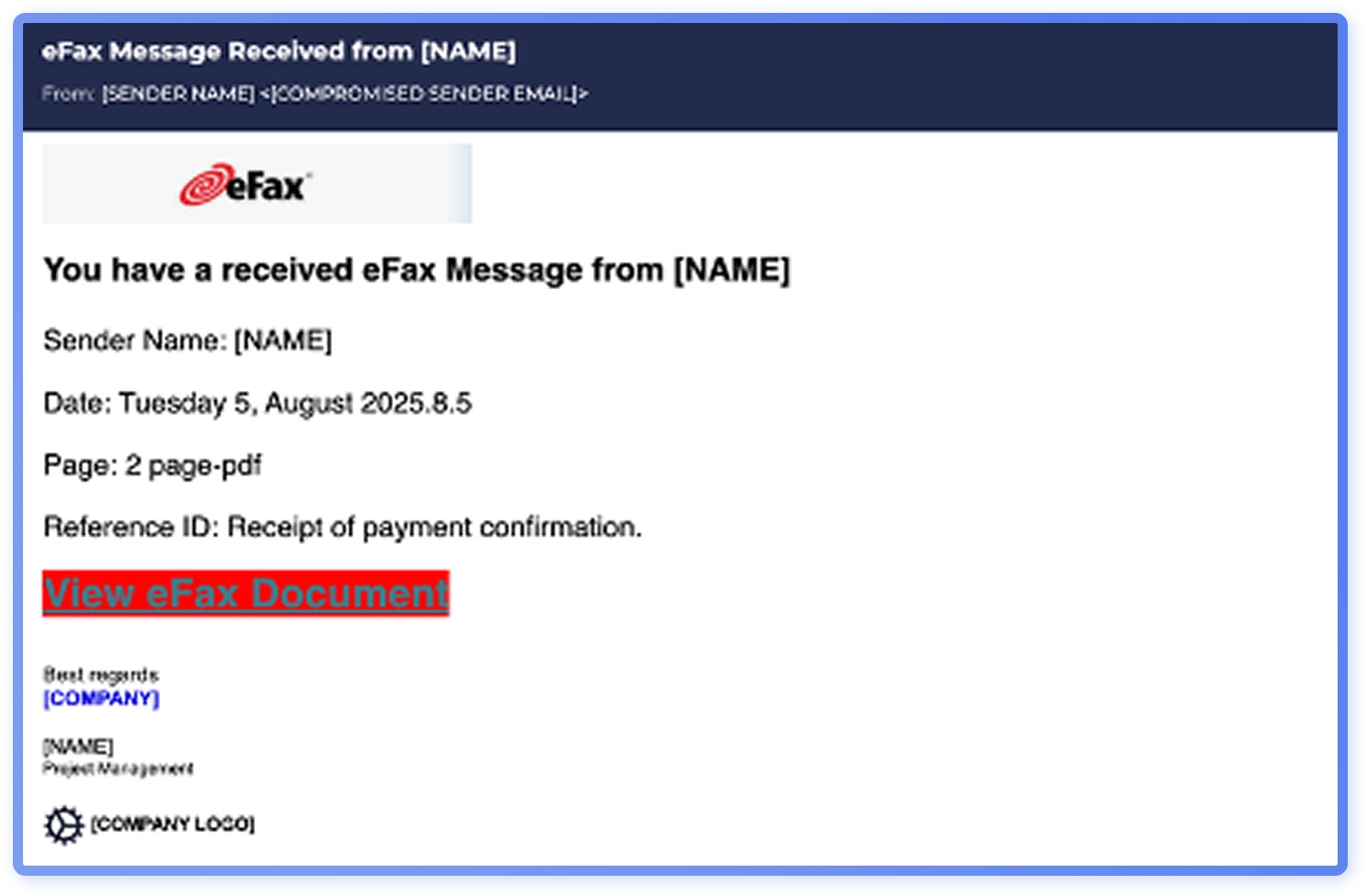 Threat Intelligence Report: Fax Phishing Example