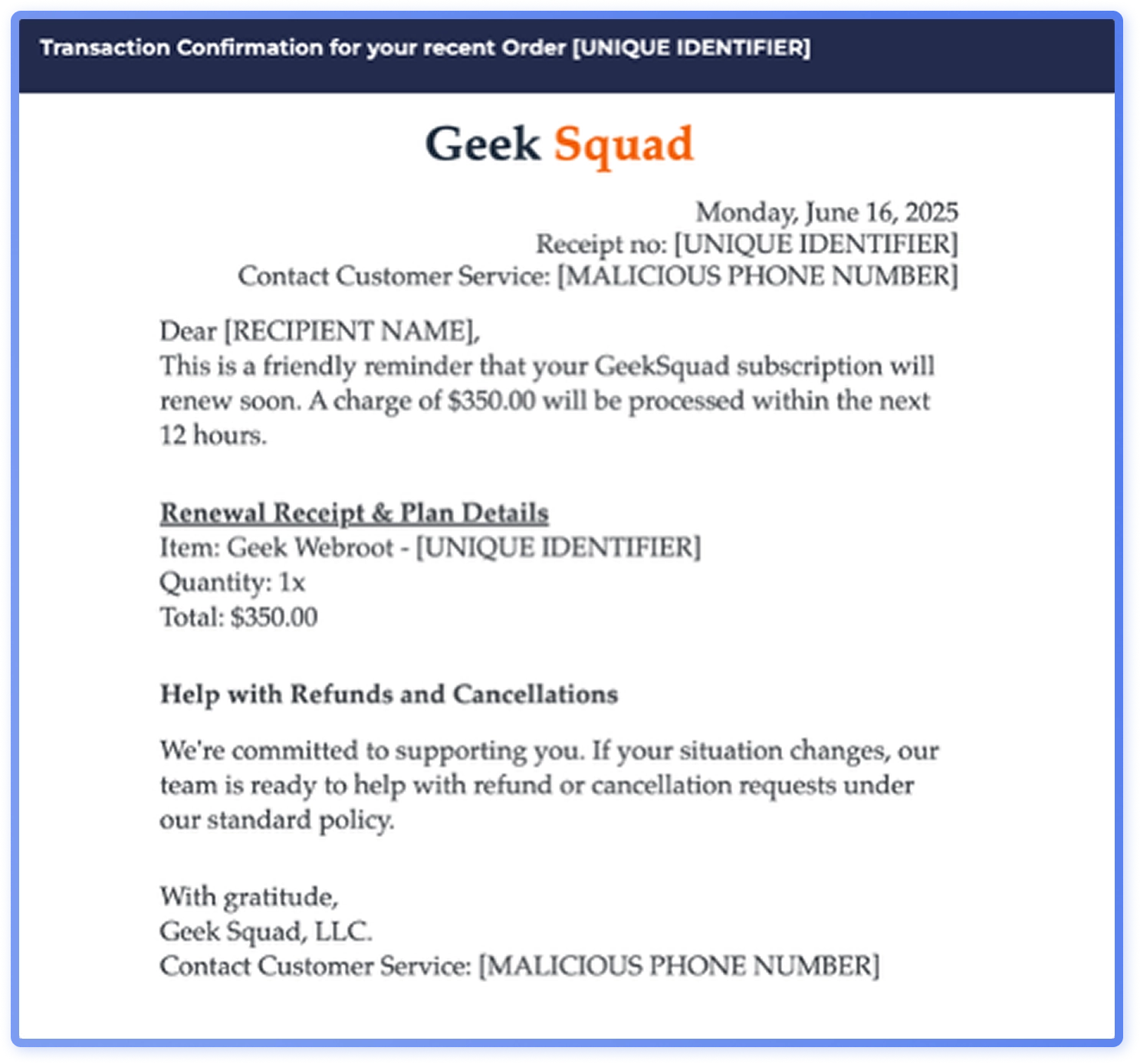 Threat Intelligence Report: Callack Phishing Example