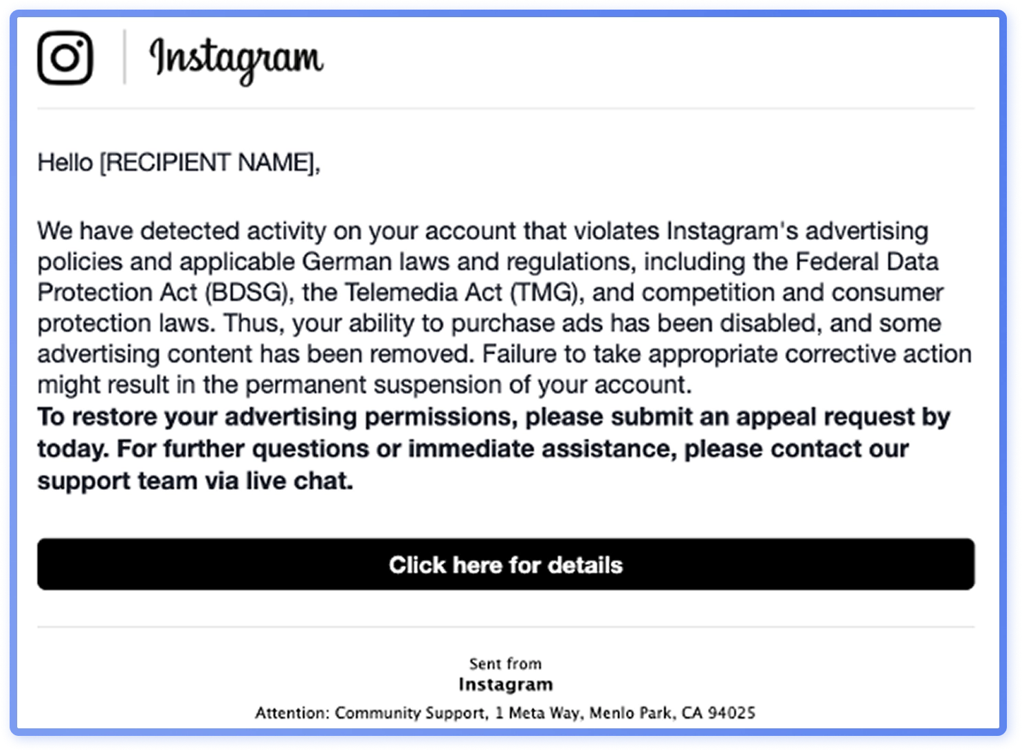 Threat Intelligence Report: Instagram impersonation