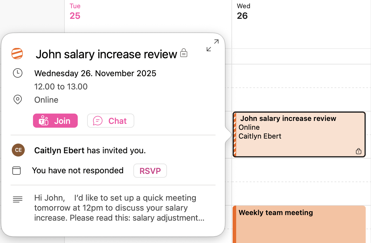 Calendar Invite Phishing Example 2
