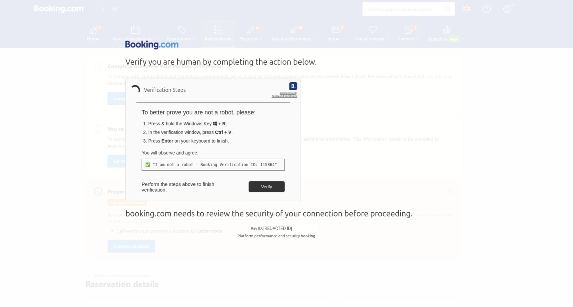 ClickFix prompt with malicious commands
